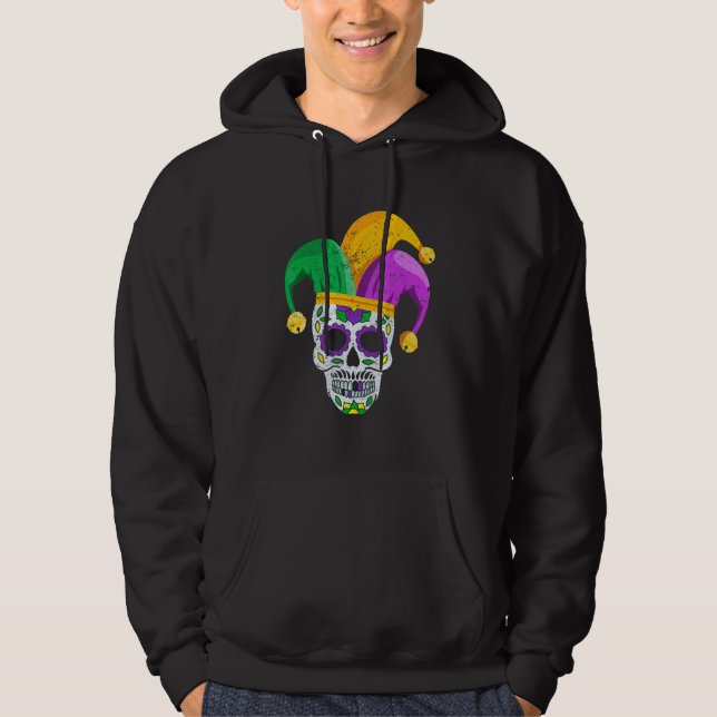 Moletom Sugar Skull Mardi Gras Party Apparel  Men Women Ki (Frente)