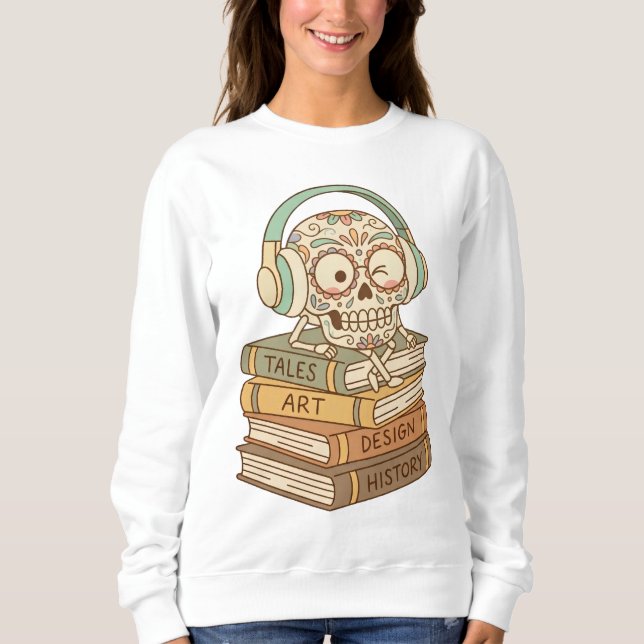 Moletom Sugar Skull Passionate About Reading (Frente)
