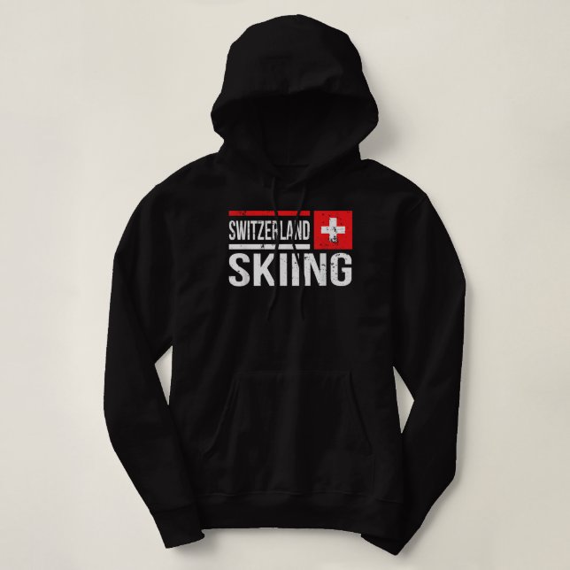 Moletom Suiça Skiier Swiss Flag Mountain Winte (Frente do Design)