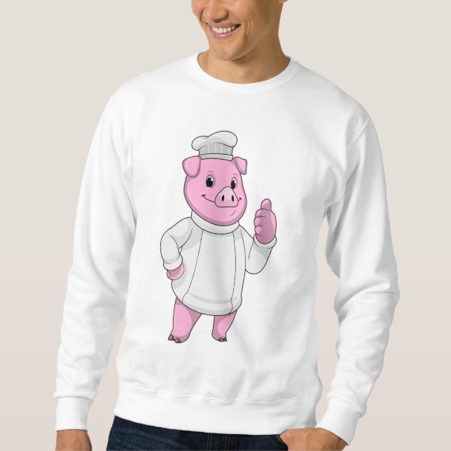 Moletom Suíno como cozinheiro com chapéu de chef (Frente)