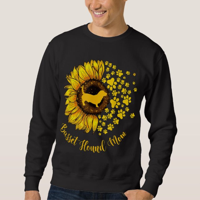 Moletom Sunflower Basset Hound Mamãe Cachorro (Frente)