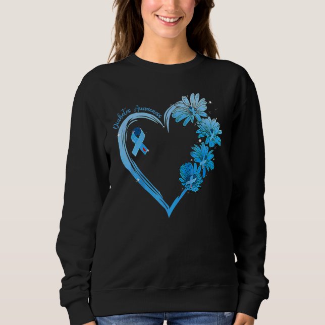 Moletom Sunflower Heart Blue Ribbon Diabetes Awareness Mon (Frente)