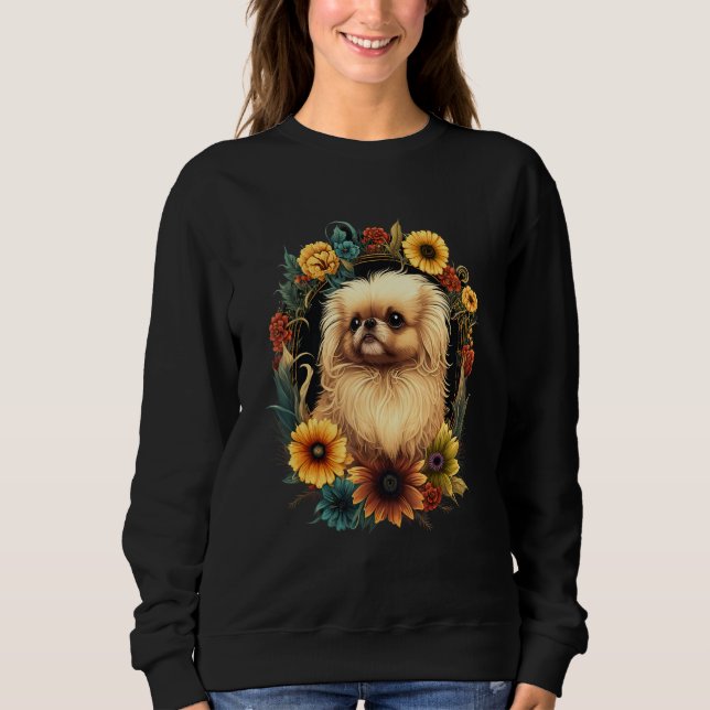 Moletom Sunflower Hippie Floral Pekingese Dog (Frente)