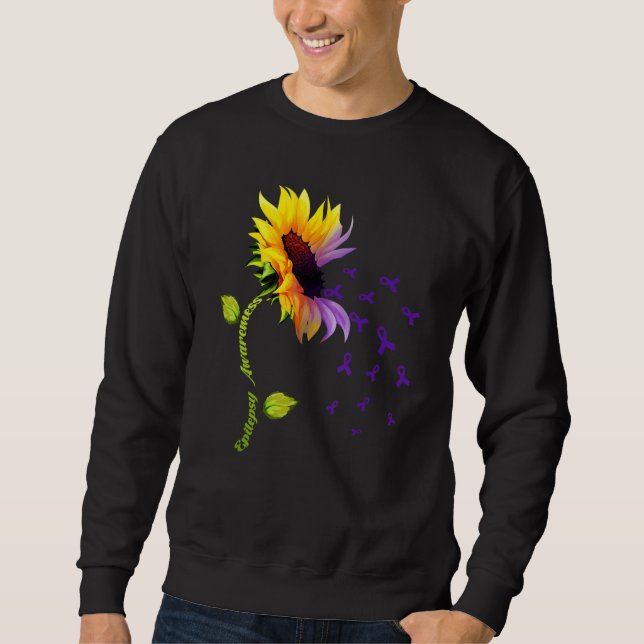 Moletom Sunflower With Purple Ribbon Epilepsy Awareness Da (Frente)