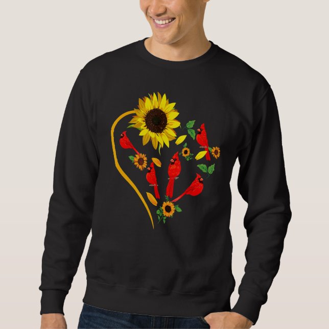 Moletom Sunflowers Cardinal Birds Cute Heart Shape Funny B (Frente)