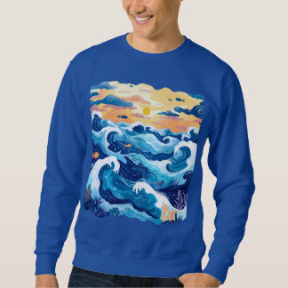 Moletom Sunset Ocean Waves T-Shirt – Artistic Sea and Sky