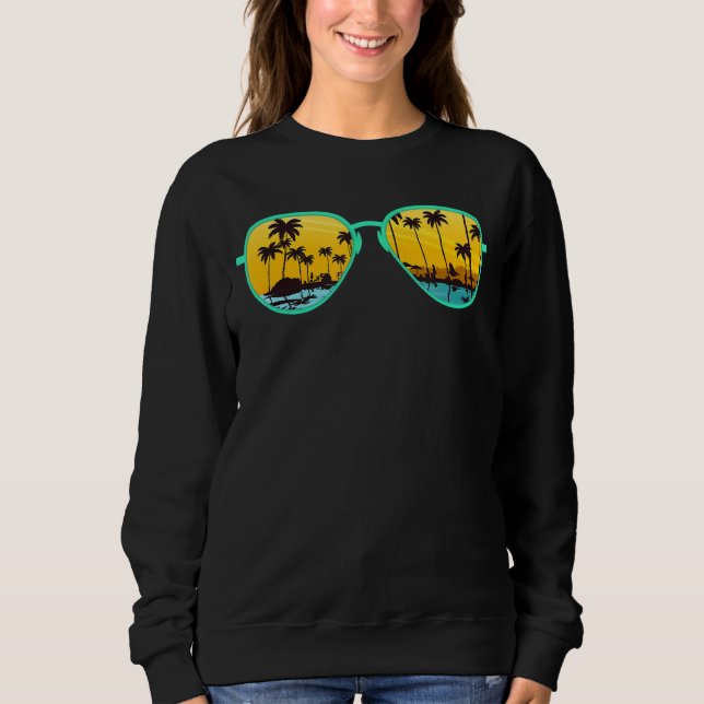 Moletom Sunset Palm Trees Summer Vacay Beach Tropical Sung (Frente)