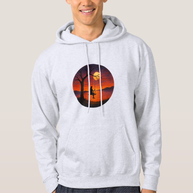 Moletom Sunset Silhouette Swing Art Adult Hoodie (Frente)