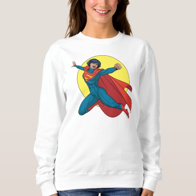 Moletom Supergirl voando com roupa azul (Frente)