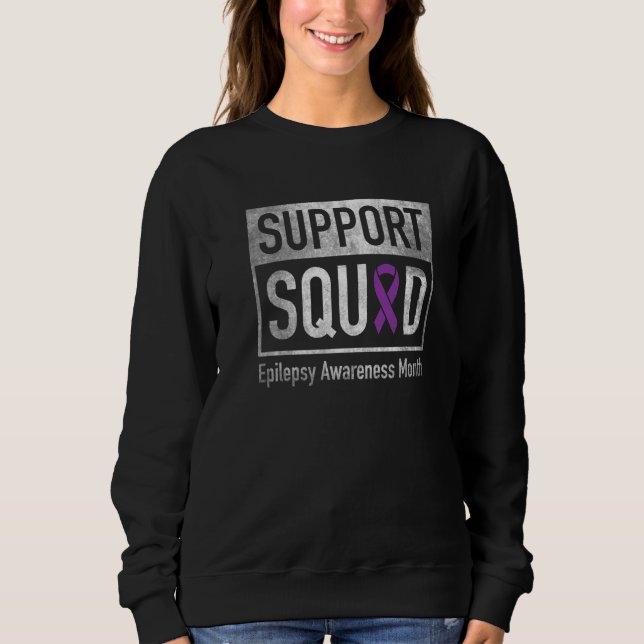 Moletom Support Squad Epilepsy Awareness Purple Ribbon  1 (Frente)
