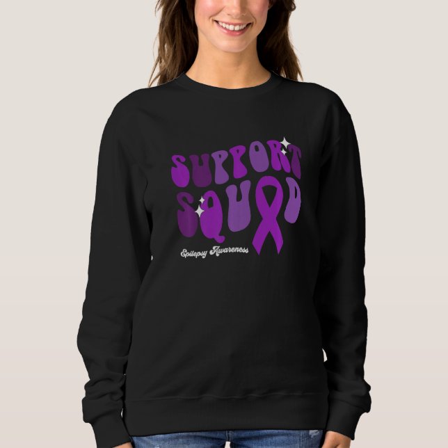 Moletom Support Squad Epilepsy Awareness Purple Ribbon  2 (Frente)