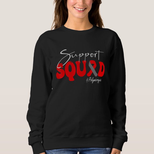 Moletom Support Squad Polymicrogyria Awareness Red & Gray  (Frente)