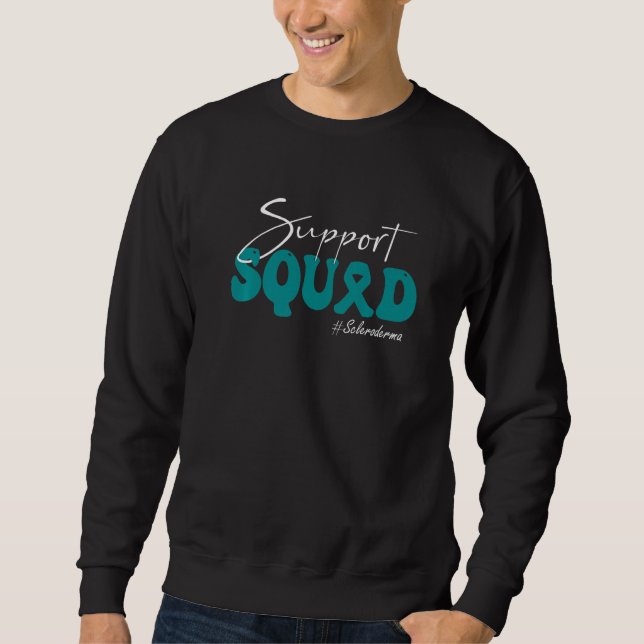 Moletom Support Squad Scleroderma Awareness Teal Ribbon   (Frente)