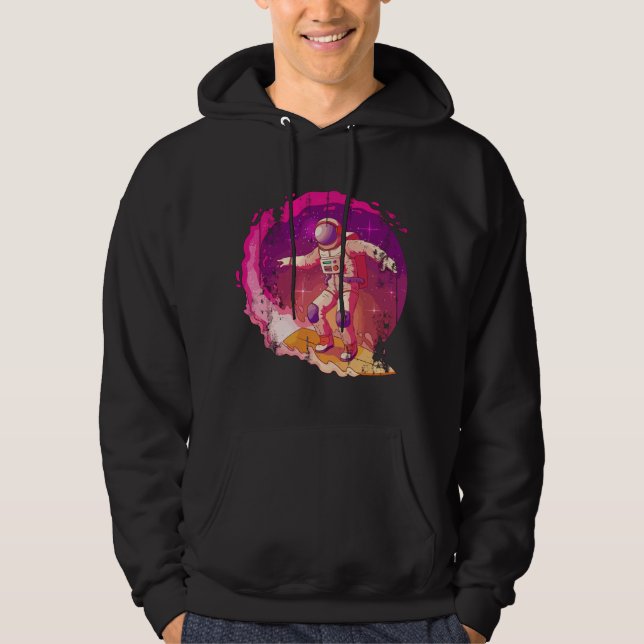 Moletom Surfar Espaço Oceano Surfista Ideia Astronauta (Frente)
