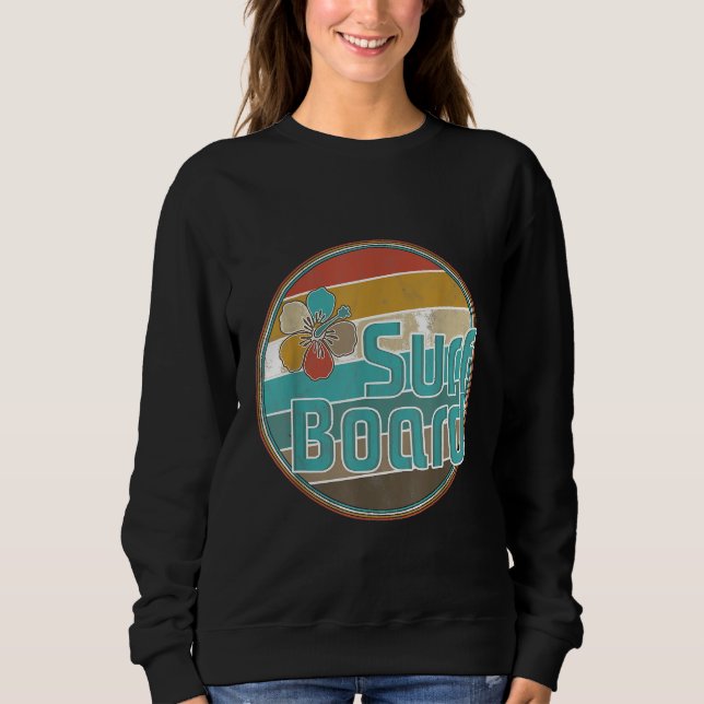 Moletom Surfboard Retro Vintage Hawaii Aloha Hibiscus Flow (Frente)
