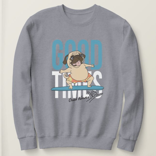 Moletom Surfing Pug (Frente do Design)