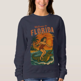 Moletom Surfismo de Jacaré Gráfico de Vida Costeira Retro