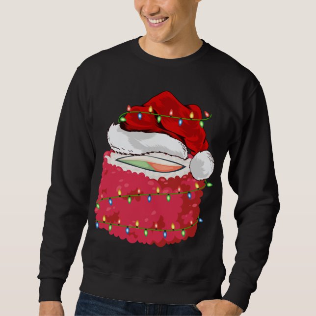 Moletom Sushi Fast Comida Lover Xmas Santa Hat Sushi Chris (Frente)
