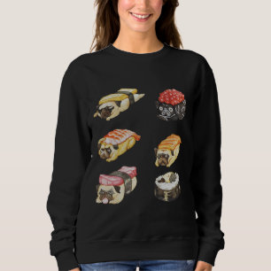 Moletom Sushi Pug Watercolor T-Shirt Clássico 487