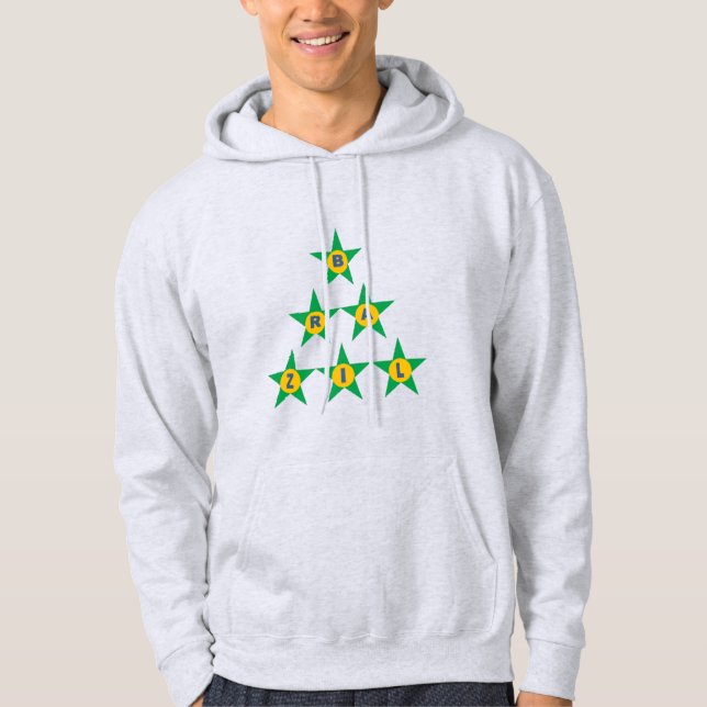 Moletom Sweat à capuche cendre  DESIGN  ETOILES  BRAZIL (Frente)