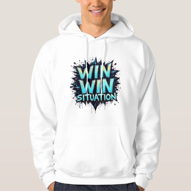 Moletom Sweatshirt básica de capuz com capuz de Win-Win Me (Frente)