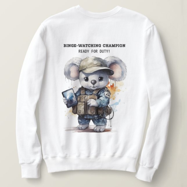 Moletom Sweatshirt Branca de Koala, Cute Koala, para amant (Verso do Design)