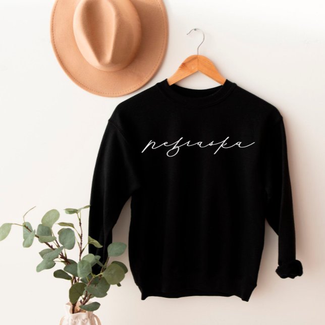 Moletom Sweatshirt da Mulher Estatal do Nebraska Script (Criador carregado)