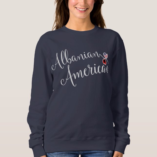 Moletom Sweatshirt do Coração Entusilado Albanês Americano (Frente)
