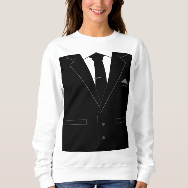 Moletom Sweatshirt engraçada com terno preto e colete (Frente)