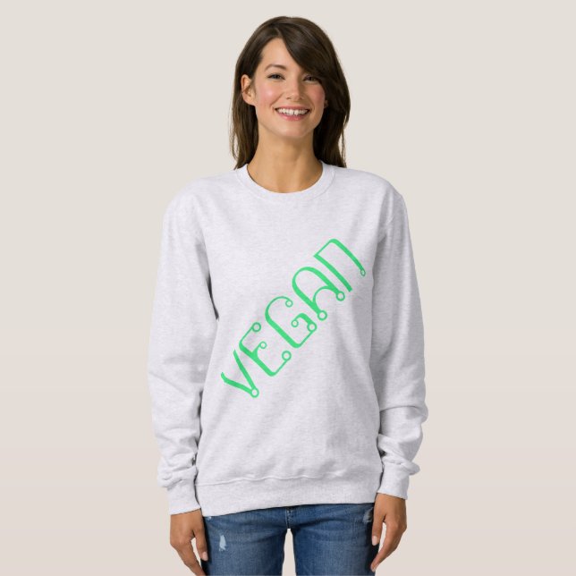 Moletom Sweatshirt feminina "VEGAN" Diagonal (Frente Completa)