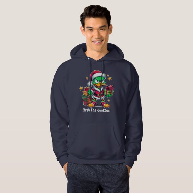Moletom Sweatshirt "first the cookies!" No X-mas Duck (Frente Completa)