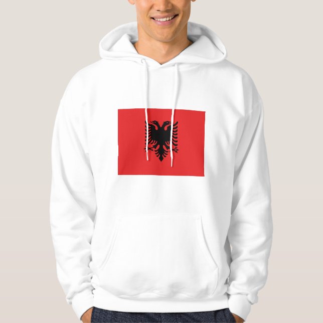 Moletom Sweatshirt Hooded com Bandeira da Albânia (Frente)