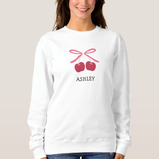 Moletom Sweatshirt | Laço Doce Cereja Ilustração Fofa (Frente)