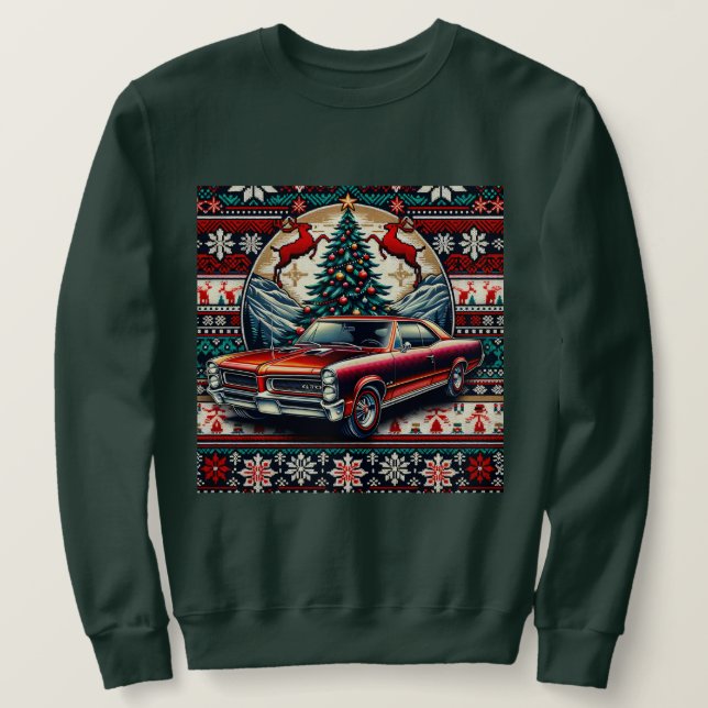 Moletom sweatshirt noël christmas pontiac GTO 1966 (Frente do Design)