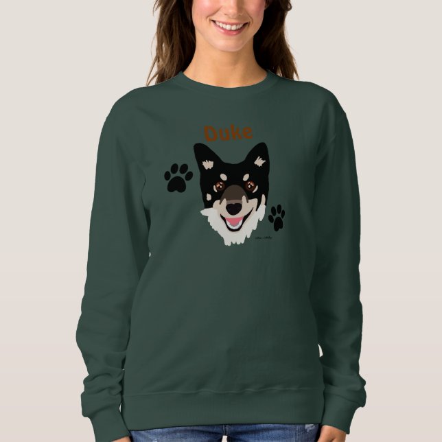 Moletom Sweatshirt personalizada de cachorro preto e patas (Frente)