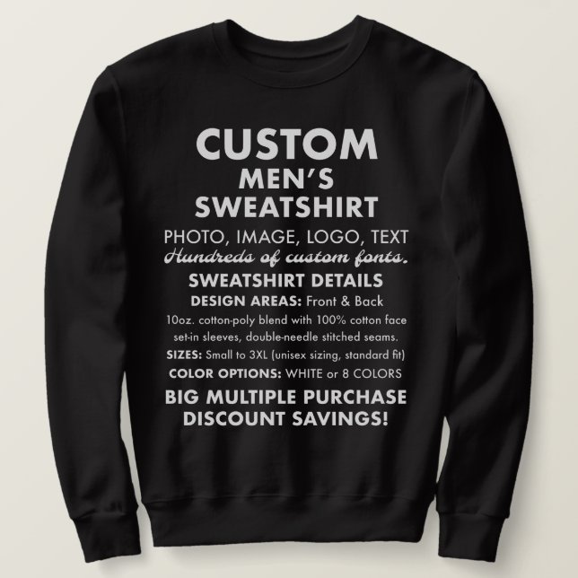 Moletom Sweatshirt Preta Personalizada e Personalizada Mas (Frente do Design)