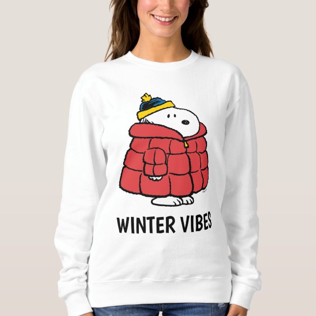 Moletom Sweatshirt Snoopy Inverno em Casaco Puffer (Frente)