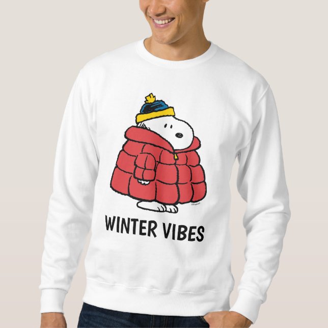 Moletom Sweatshirt Snoopy Inverno em Casaco Puffer (Frente)
