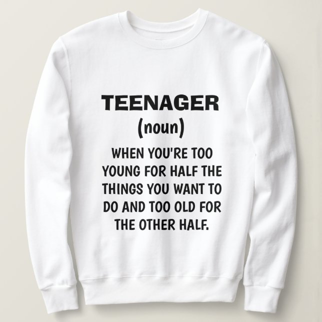 Moletom Sweatshirt "TEENAGER DEFINITION" Engraçado (Frente do Design)