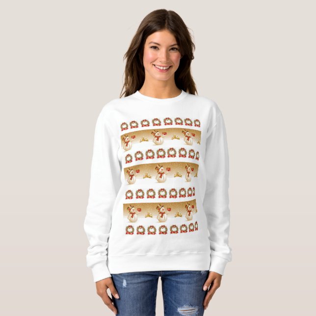 Moletom Sweatshirt Vintage Papais noeis Snowman (Frente Completa)