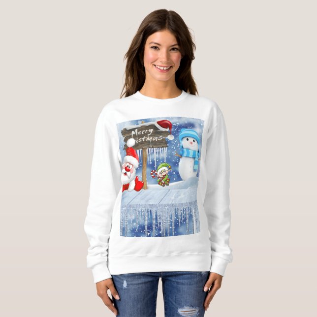 Moletom Sweatshirt Vintage Papais noeis Snowman (Frente Completa)