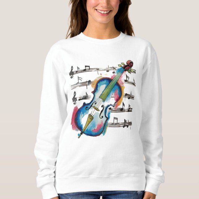 Moletom Sweatshirt Women's basic abstract violin sweatshir (Frente)