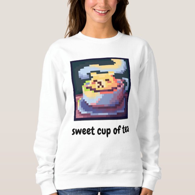 Moletom sweet cup of tea, pixelart, Pixel Art, shirt (Frente)