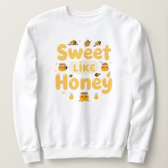 Moletom "Sweet Like Honey" Cute Bee and Honey Pot (Frente do Design)