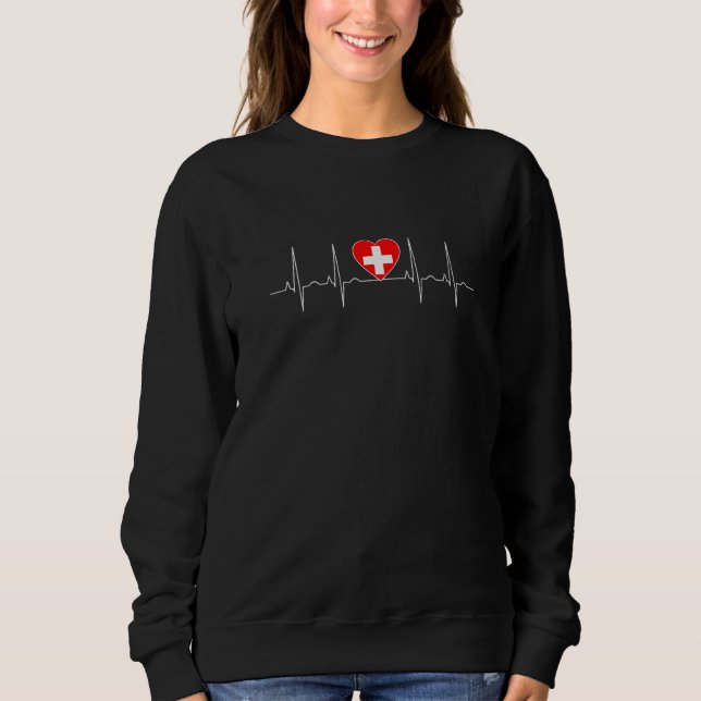 Moletom Switzerland Flag Heartbeat It is in DNA  Swiss Peo (Frente)