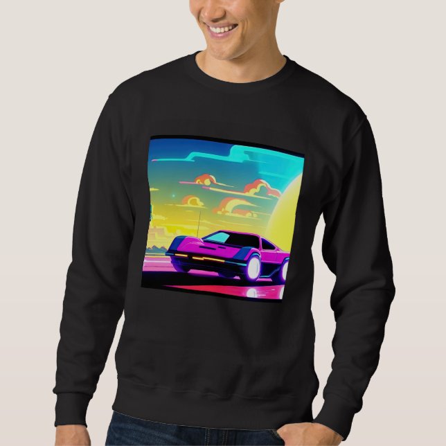 Moletom Synthwave car outrun retrowave futuresynth sci fi  (Frente)