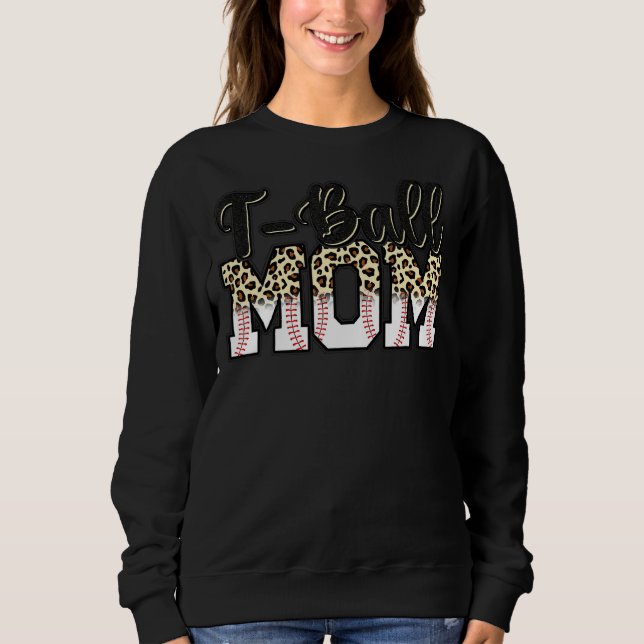 Moletom T Ball Mãe Dia de as mães Leopardo Teeball Mãe Mãe (Frente)
