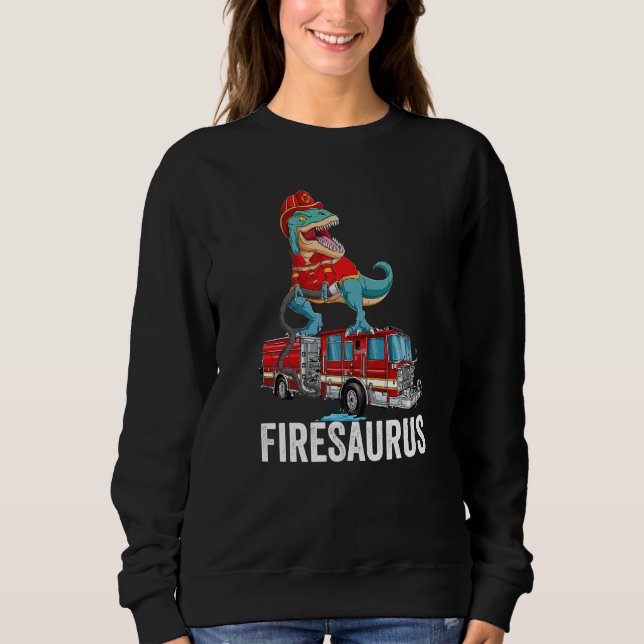 Moletom T Rex Dinosaur Firefighter Fireman Firefighting Fi (Frente)