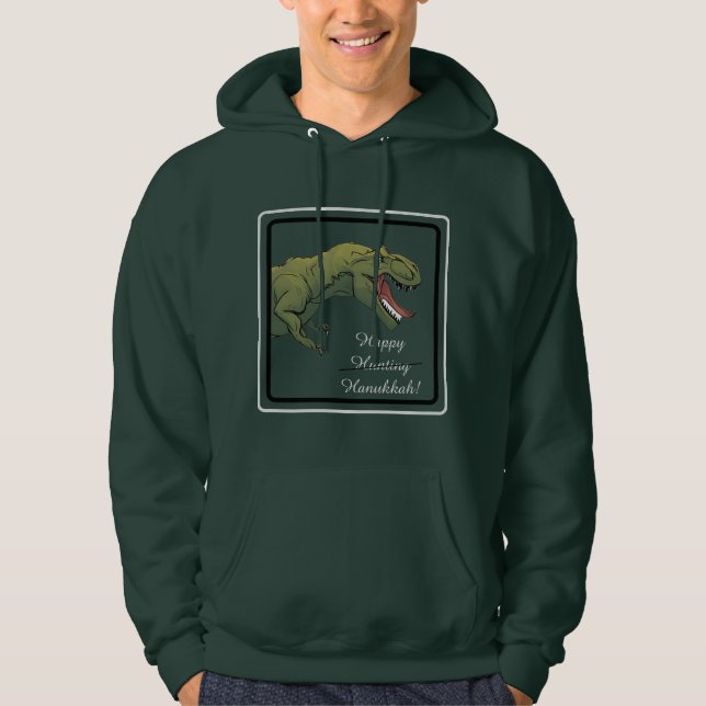 Moletom T-Rex Dinossaur Hanukkah Unisex Hoodie (Frente)