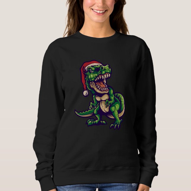 Moletom T-rex Dinossauro de Natal | Design de Dinossauro (Frente)